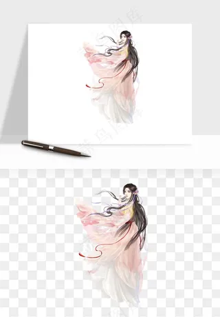 古风美人女子背影png免抠
