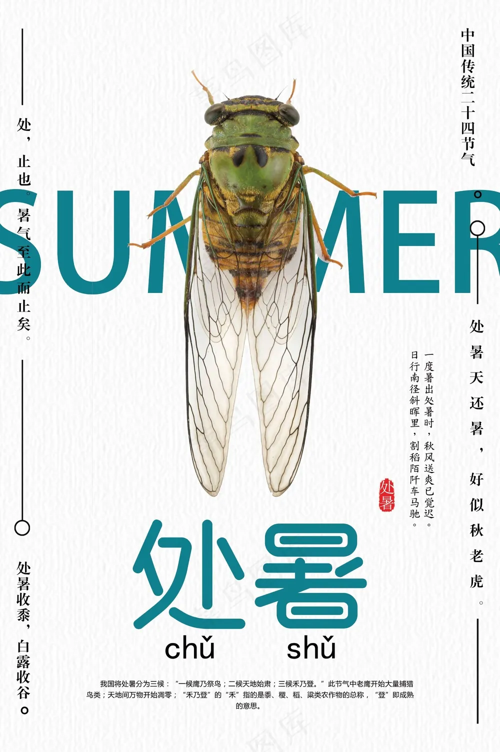 处暑节气传统活动宣传海报