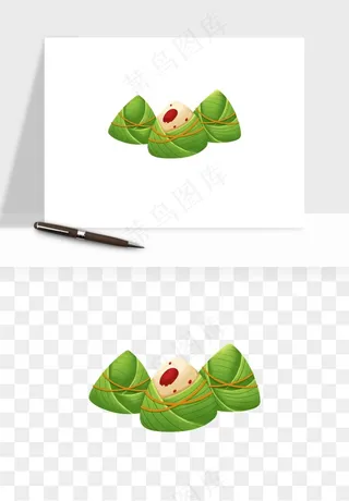 国潮粽子手绘肉粽png免抠