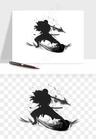 水墨江湖侠客武侠剪影png免抠
