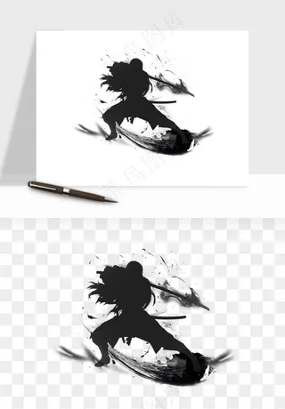 水墨江湖侠客武侠剪影png免抠