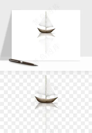 手绘航行帆船png免抠