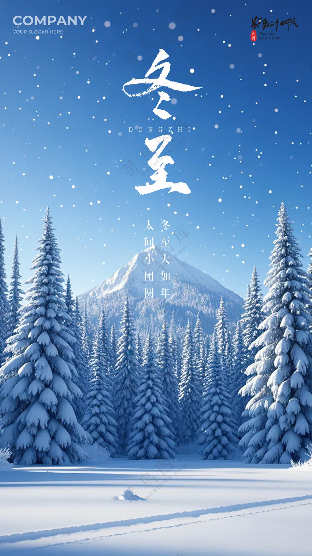 冬至唯美节气插画节日简约大气海报