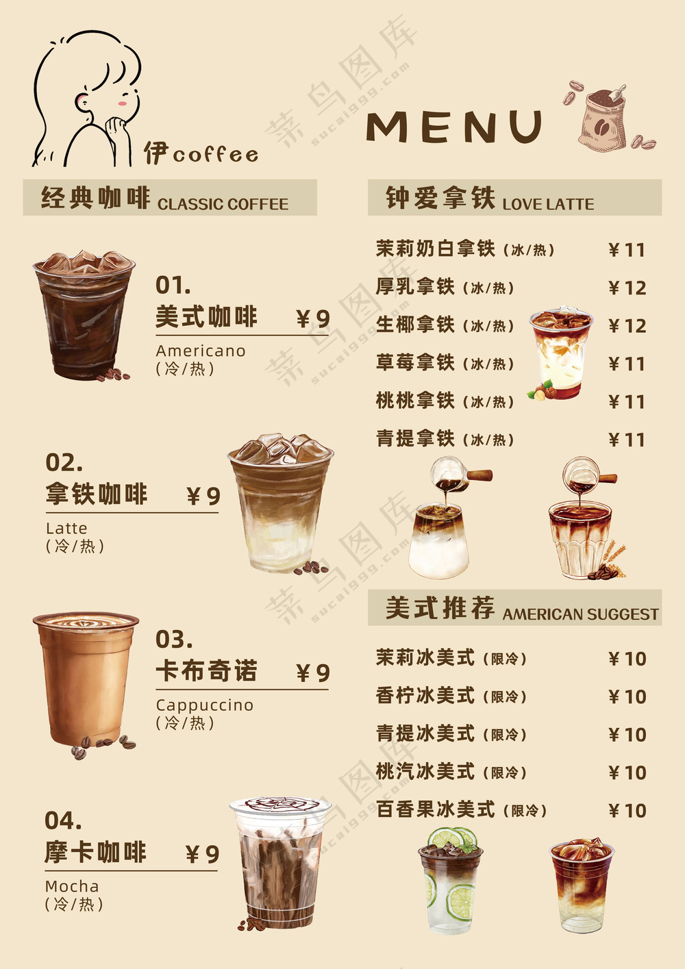 咖啡价目表