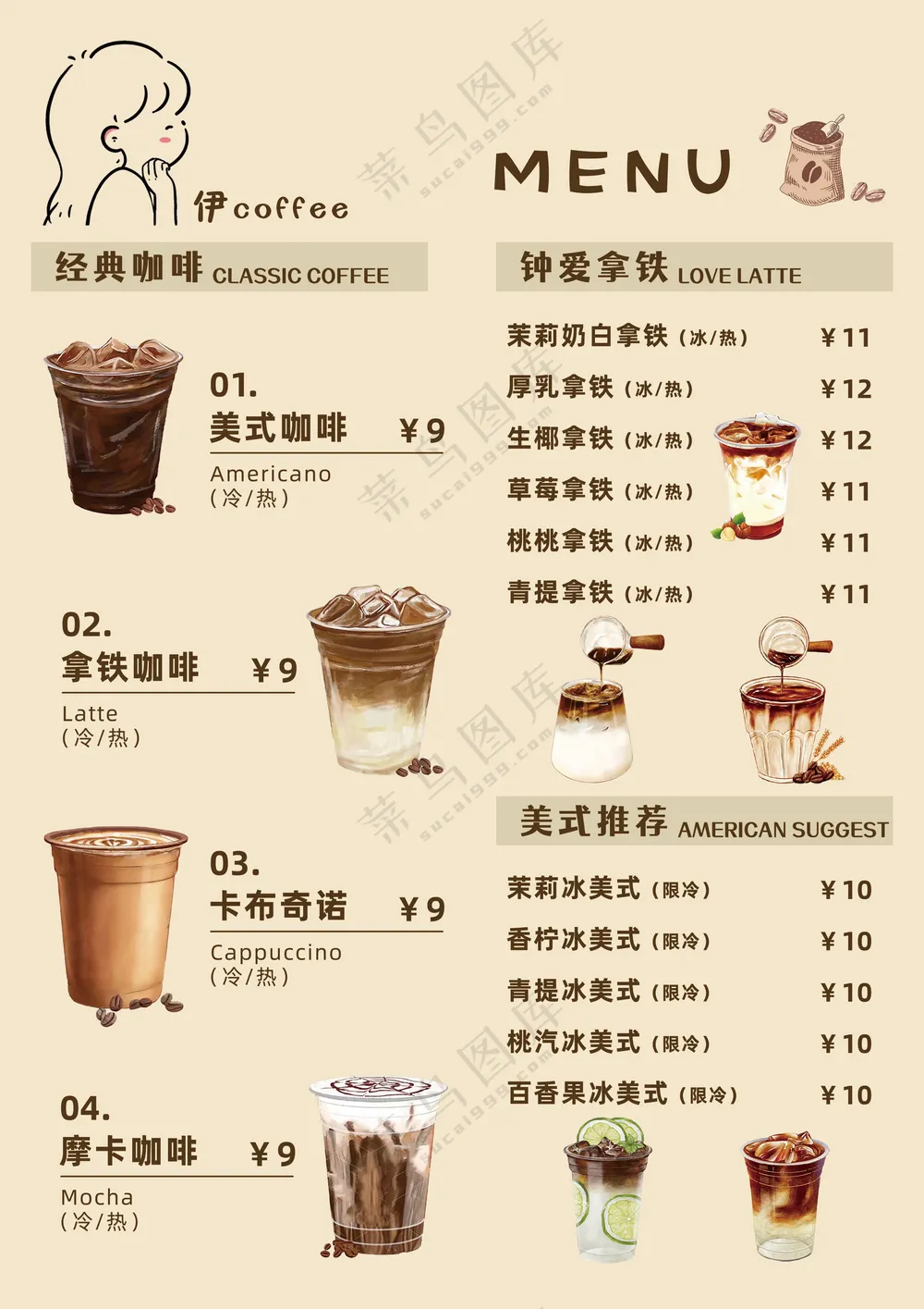 咖啡价目表