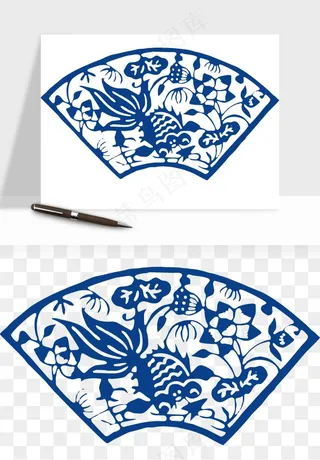 青花瓷花纹花卉图案png免抠