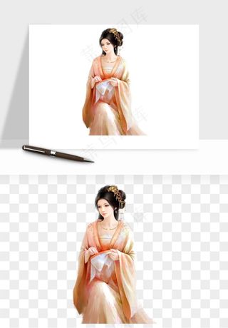 古风美人女子背影png免抠