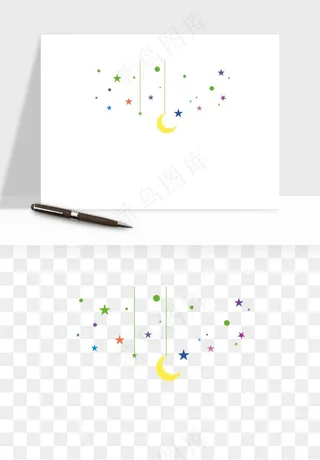 卡通星星月亮挂饰吊坠png免抠