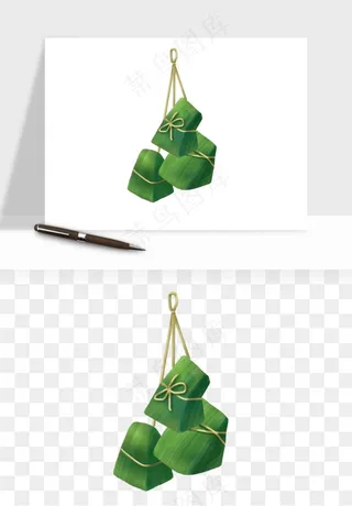 国潮粽子手绘肉粽png免抠