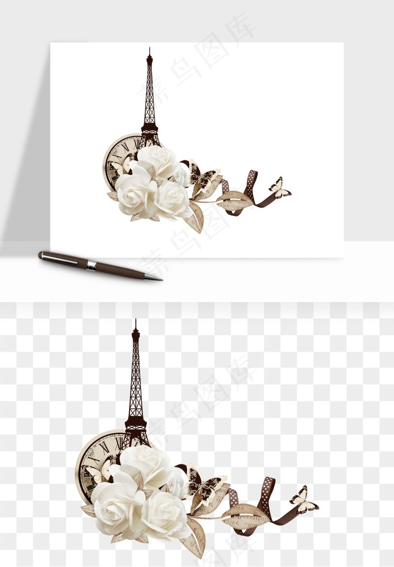 复古花卉相框欧式png免抠