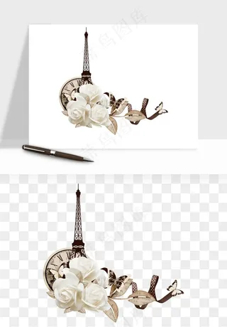 复古花卉相框欧式png免抠