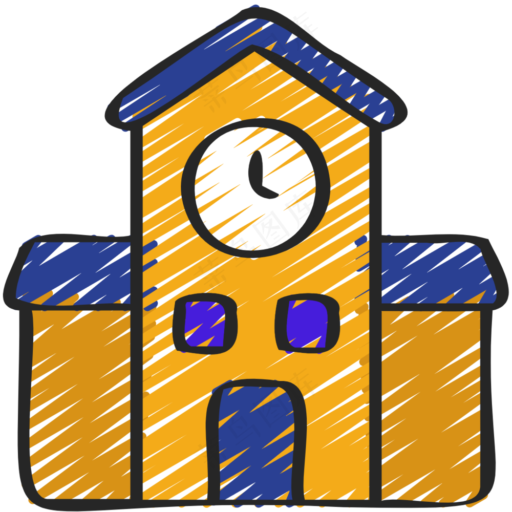 学校 建筑 铅笔手绘图标icon