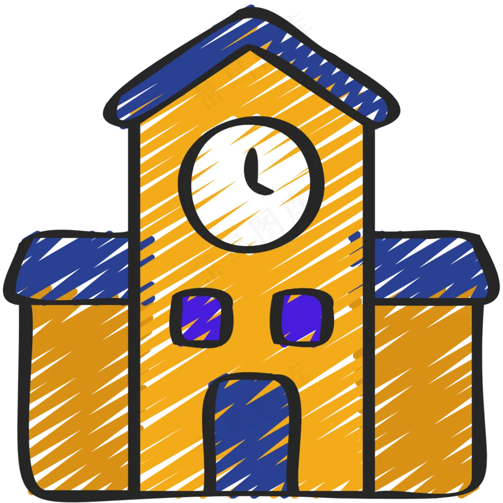学校 建筑 铅笔手绘图标icon