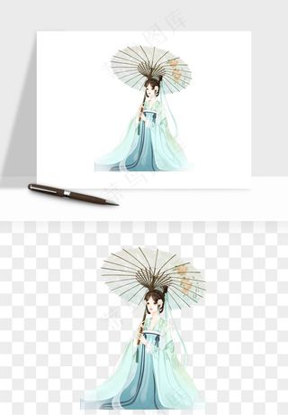 古风美人女子背影png免抠