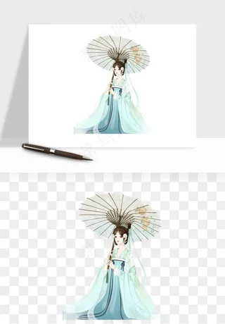 古风美人女子背影png免抠