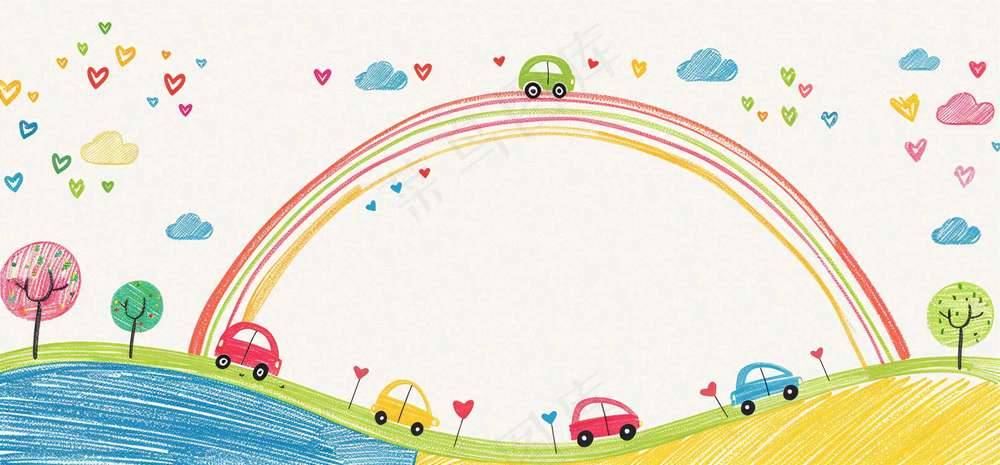 儿童蜡笔画简笔画可爱儿童节卡通插画背景