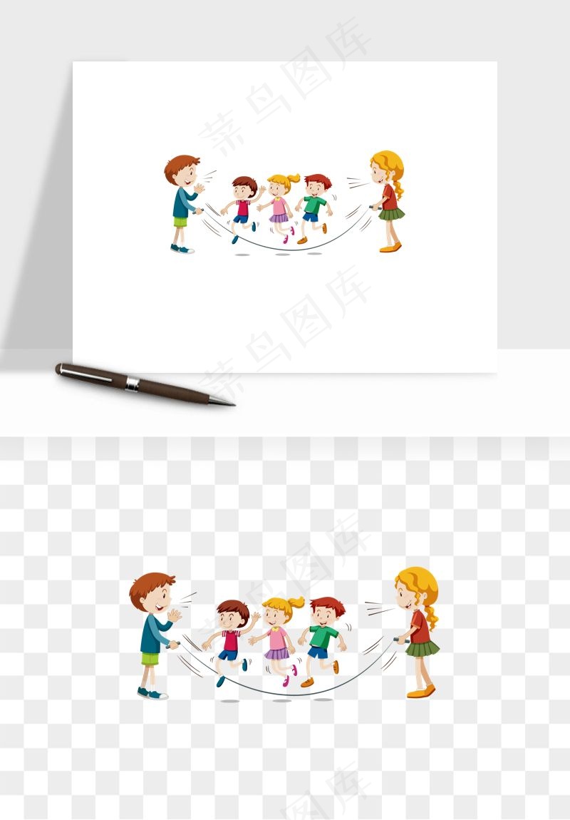 手绘儿童小孩玩耍png免抠