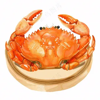 大闸蟹笼屉美食插画免抠