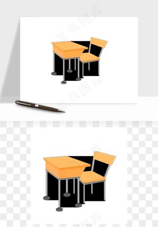 手绘课桌木桌矢量