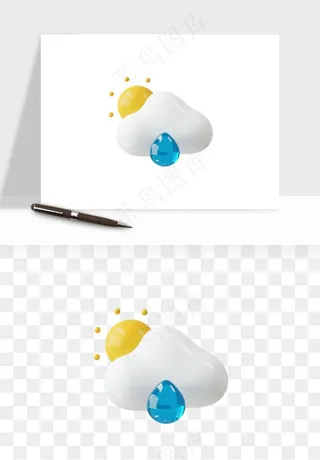 立体天气图标png免抠