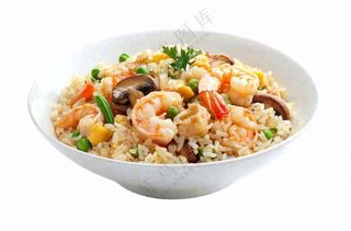 海鲜蘑菇炒饭食物摄影图免抠