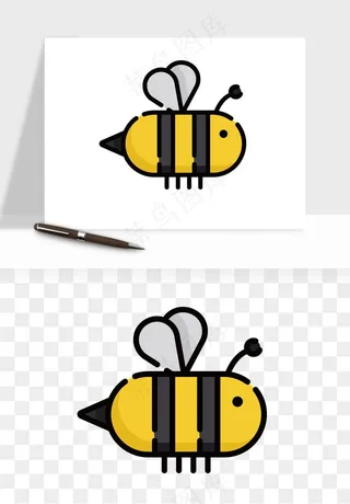 卡通蜜蜂采蜜png免抠