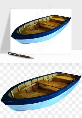 手绘木船小船png免抠