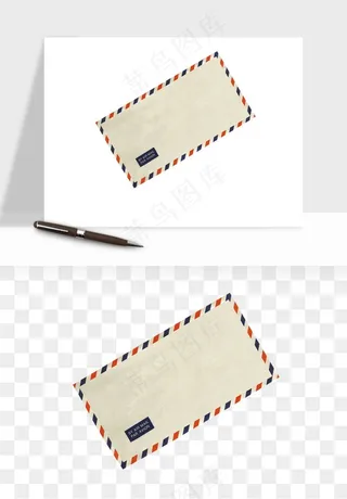 复古明信片信封png免抠