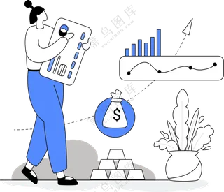 个人投资理财 财务管理 蓝色主题扁平商务插画