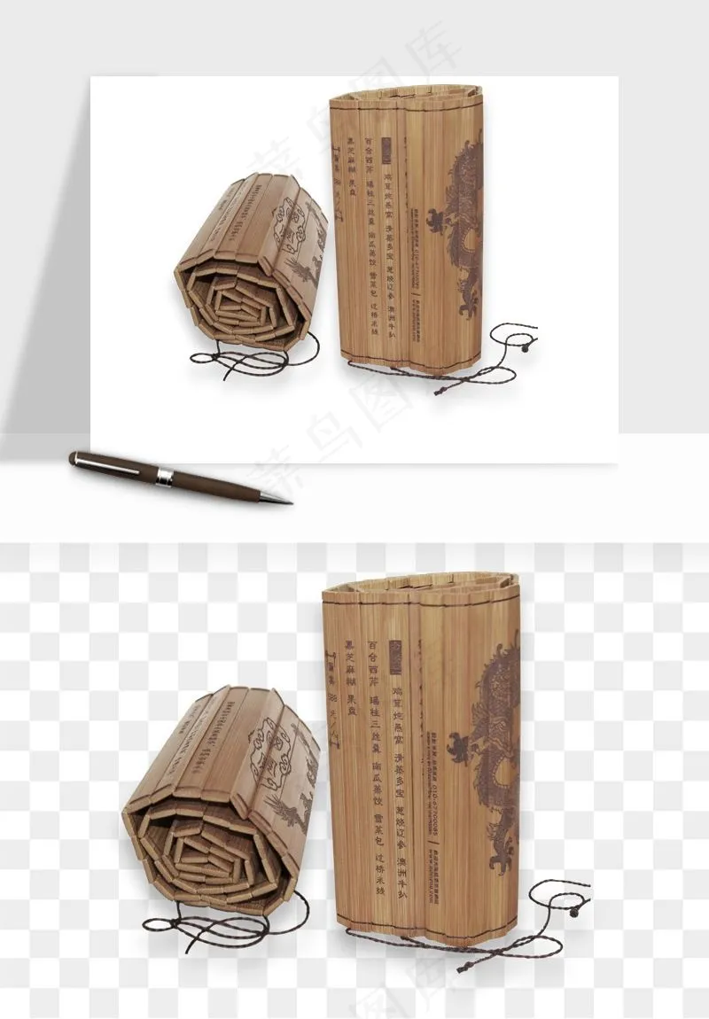 古风竹简卷轴书籍png免抠