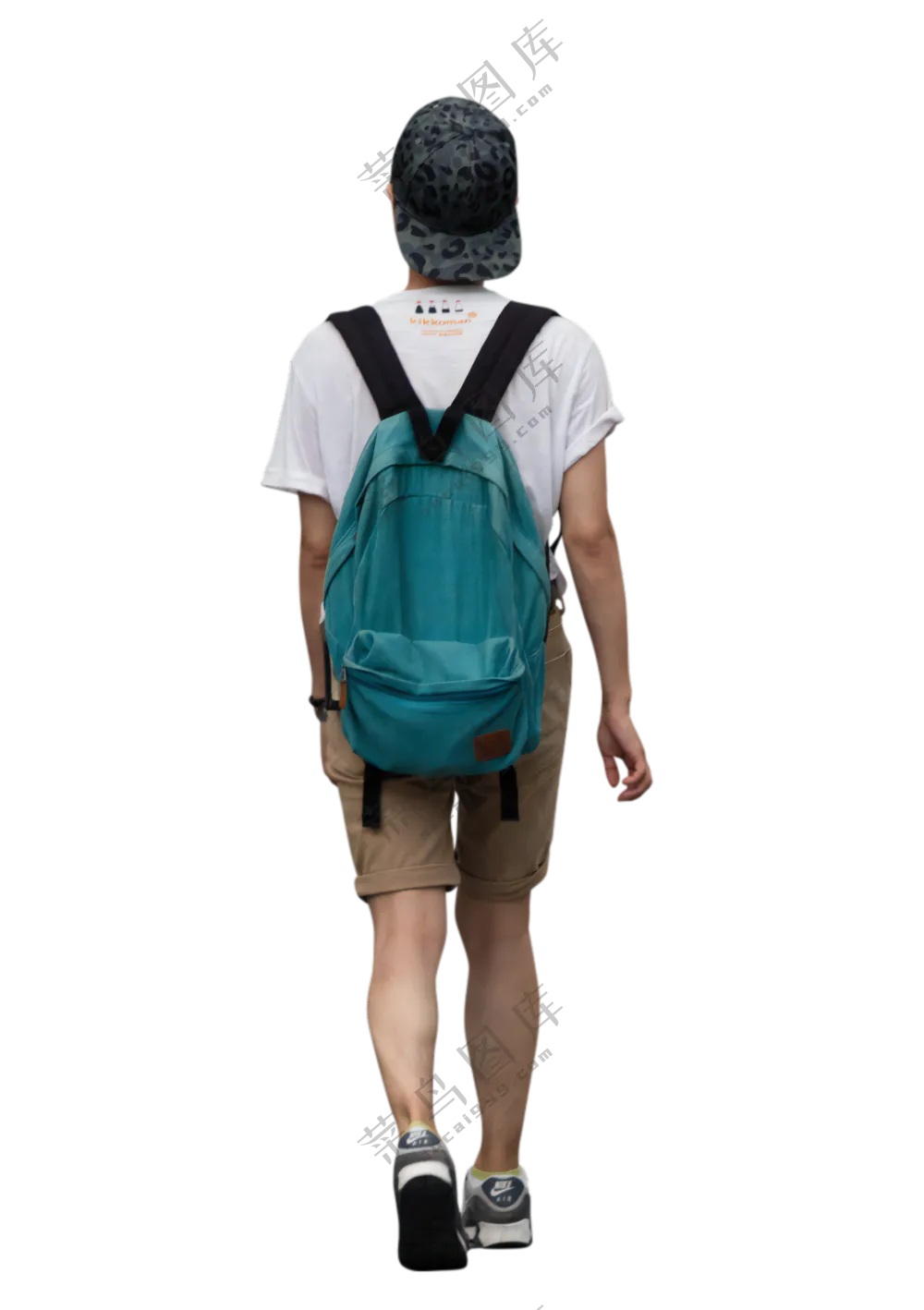 免抠背包休闲行走人物背影