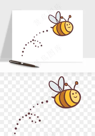 卡通蜜蜂采蜜png免抠