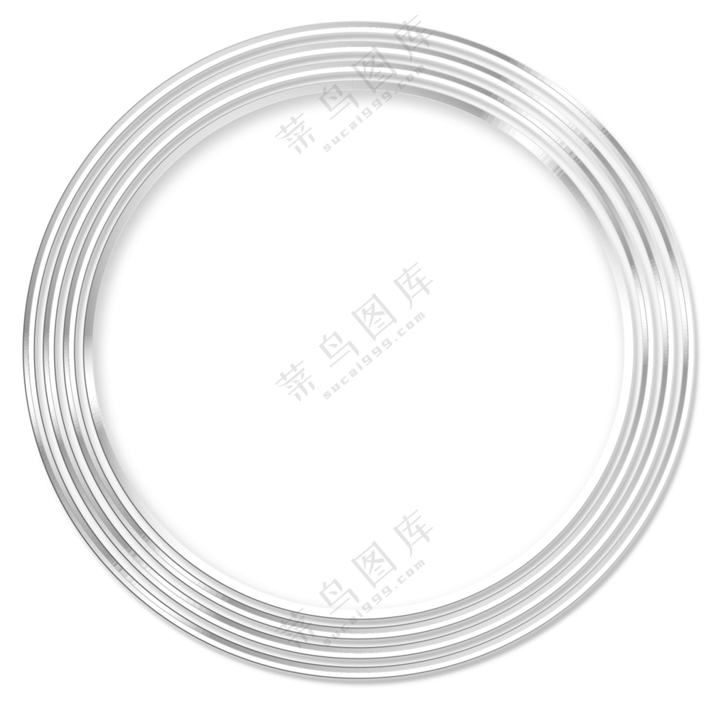 银色金属质感圆环边框免抠图片素材