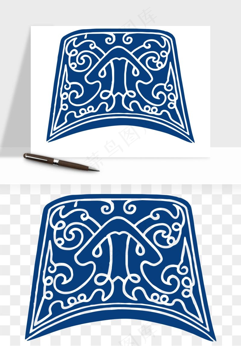 青花瓷花纹花卉图案png免抠