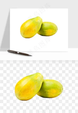 木瓜水果png免抠