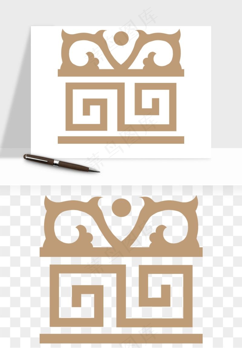中式边框花纹图案png免抠