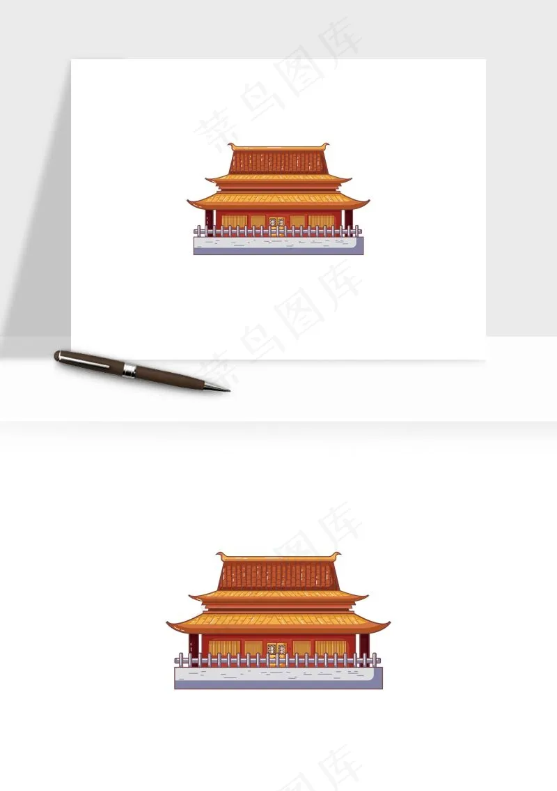 国潮风古建筑古楼古塔鼓楼ai,png免抠图(2000x2000)ai矢量模版下载