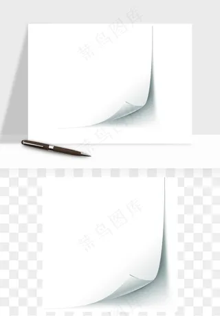 白纸卷边角翻页效果png免抠