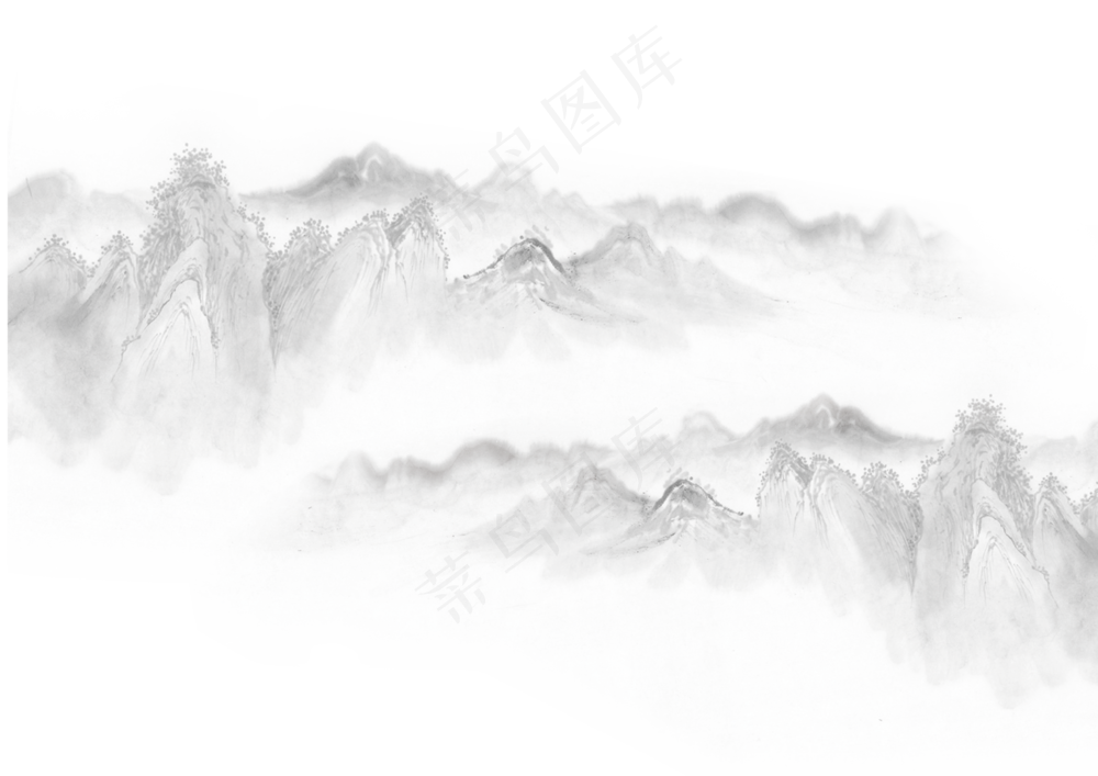 免扣国风水墨远山峰