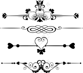 桃心花纹等图案分割线装饰免抠图片