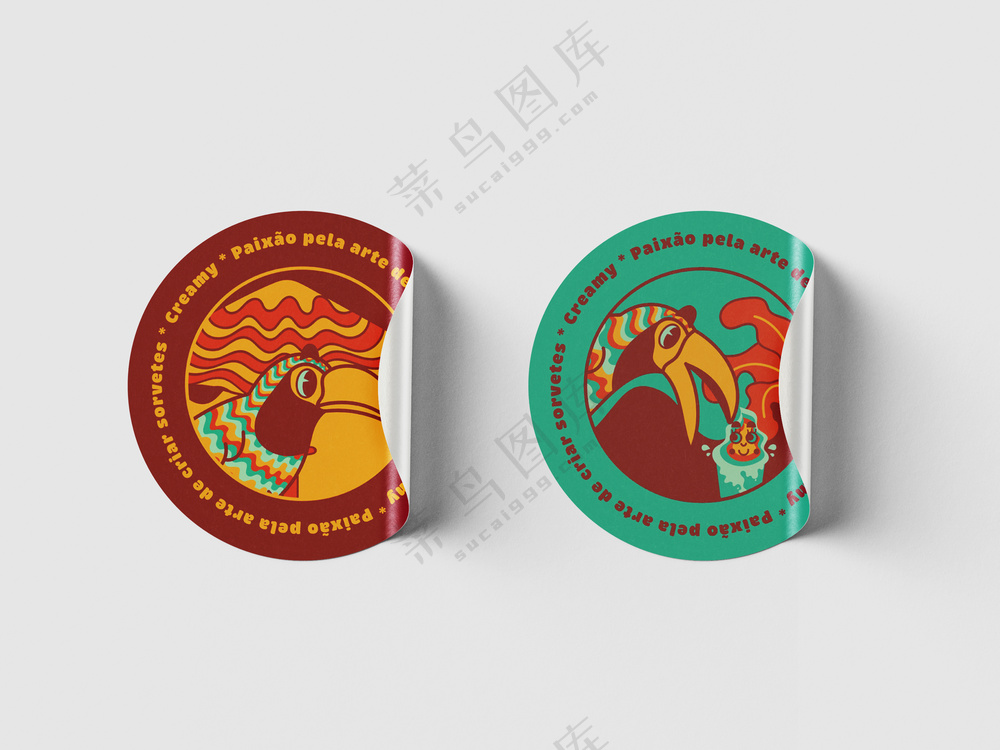 圆形不干胶贴纸logo标签样机psd模板-3