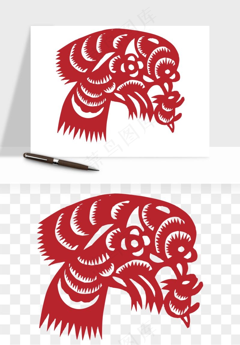 传统花鸟动物剪纸png免抠