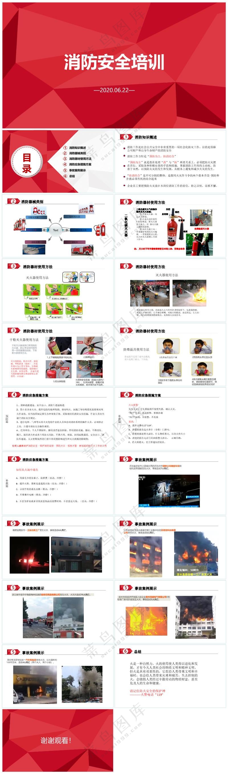 红色职场风消防安全培训课件