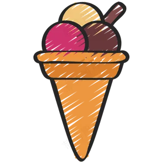 蛋筒冰淇淋 铅笔手绘图标icon