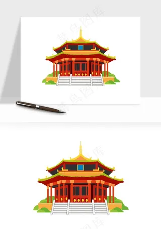 国潮风古建筑古楼古塔鼓楼ai,png免抠图