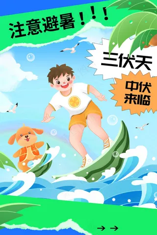 三伏天避暑公益海报