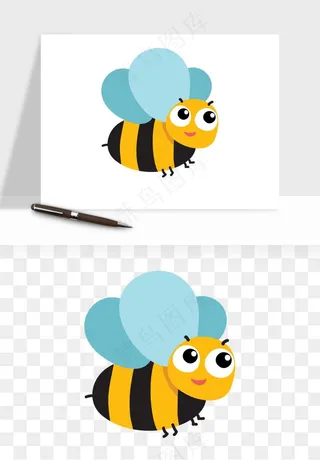 卡通蜜蜂采蜜png免抠