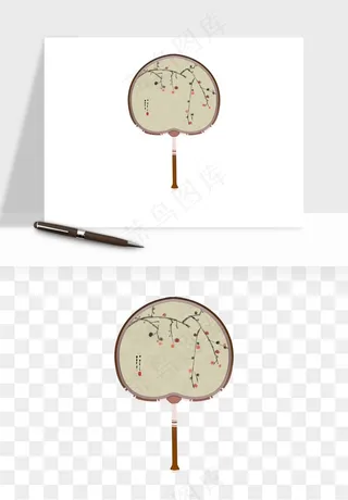 古风扇子元素png免抠