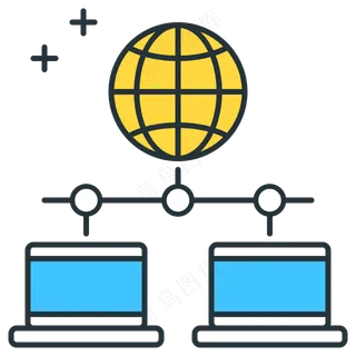 共享云服务器数据 商务线性图标