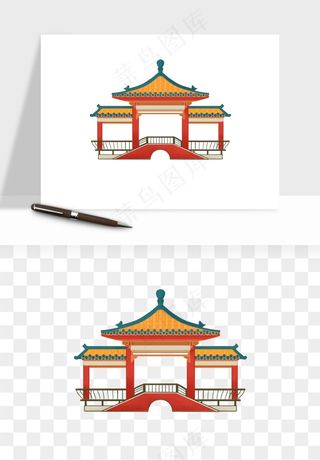 国潮风古建筑古楼古塔鼓楼psd,png免抠图